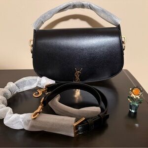 NEW Black Shoulder Crossbody Bag with Gold Hardware